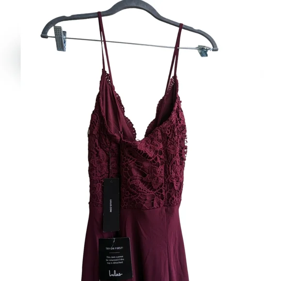 Lulu's Madalyn Burgundy Lace Maxi Dress